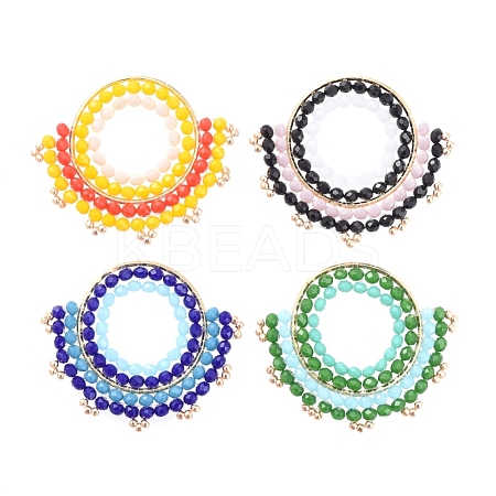 Faceted Glass Bead Pendants PALLOY-JF00417-M-1