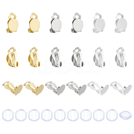 36Pcs 3 Colors 304 Stainless Steel Clip-on Earring Findings STAS-ME0001-63-1