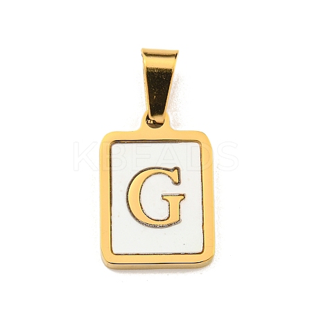 PVD Vacuum Plating 304 Stainless Steel Pave Natural White Shell Pendants STAS-S130-03G-G-1