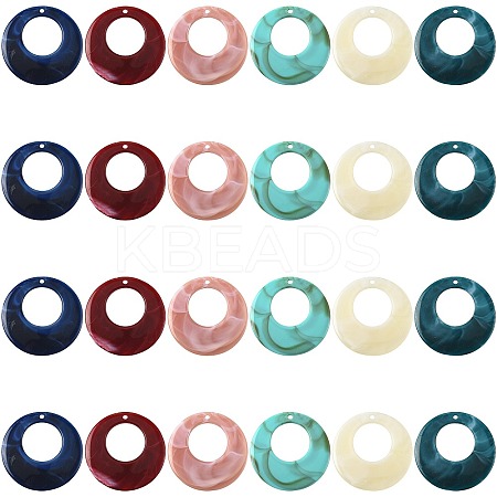 24Pcs 6 Colors Acrylic Pendants OACR-FS0002-66-1