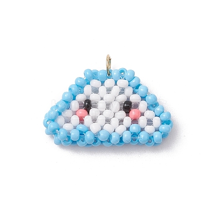 Glass Seed Beaded Cloud Pendants PALLOY-MZ00568-1