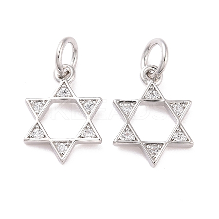 Brass Micro Pave Clear Cubic Zirconia Charms KK-G418-01P-1