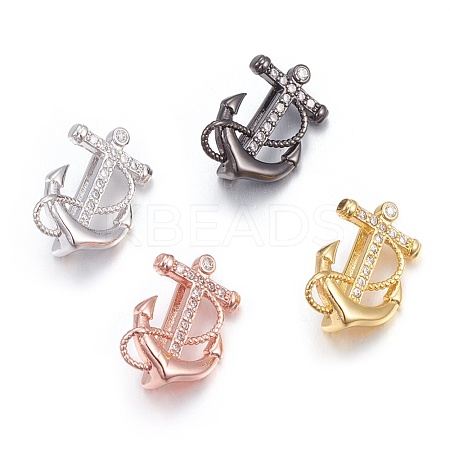 Brass Micro Pave Cubic Zirconia Slide Charms ZIRC-E154-04-NR-1