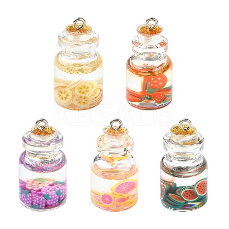 10Pcs 5 Styles Imitation Food Resin Pendants RESI-YW0001-65-1