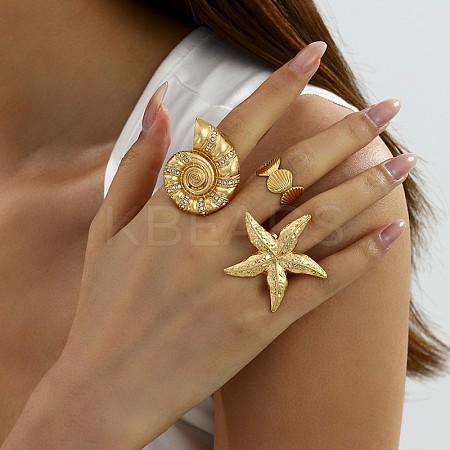 Alloy Adjustable Finger Rings Sets for Women RJEW-B071-01G-1