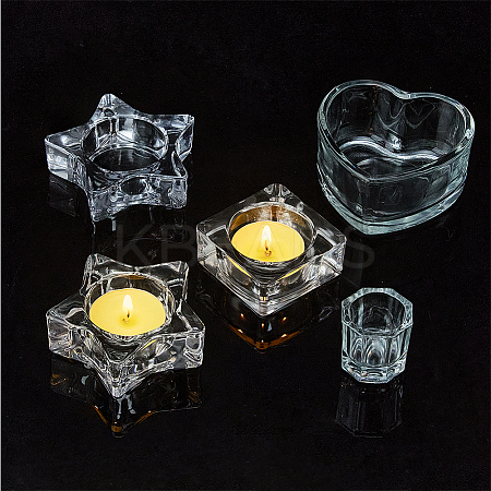 5Pcs 5 Styles Glass Tealight Candle Holder AJEW-FG0003-37-1