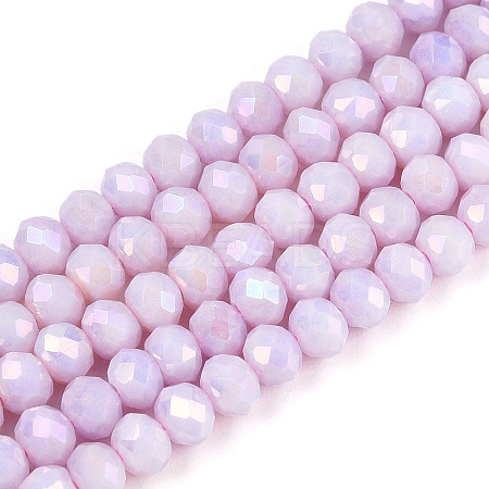Anti-Tarnish Electroplate Rondelle Glass Beads Strands X-EGLA-T021-4mm-17-02-1