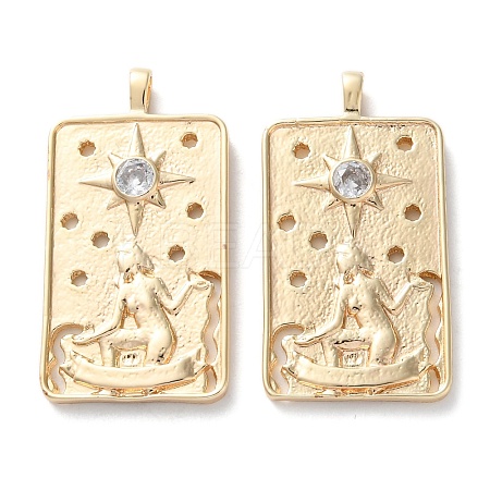Brass Micro Pave Cubic Zirconia Pendants KK-C079-05G-1