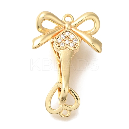 Brass Micro Pave Clear Cubic Zirconia Fold Over Clasps KK-K389-101G-1