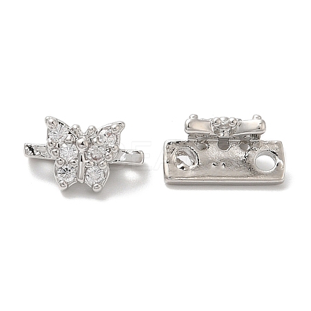 Brass Micro Pave Clear Cubic Zirconia Connector Charms KK-B074-03P-1