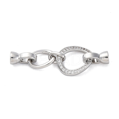 Brass Micro Pave Clear Cubic Zirconia Fold Over Clasps KK-U059-24P-1