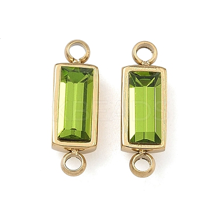 Birthstone 304 Stainless Steel Rhinestone Connector Charms STAS-L022-576G-01-1