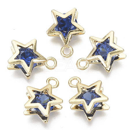 Brass Micro Cubic Zirconia Charms KK-N235-034C-1