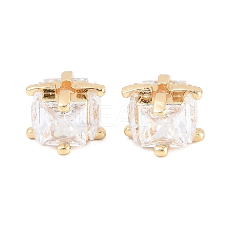 Brass Clear Cubic Zirconia Beads KK-B186-21B-G-1
