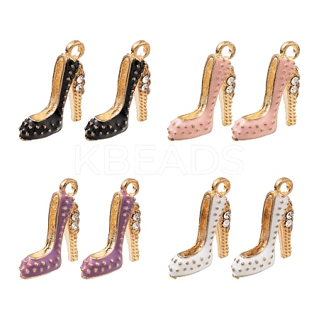 8Pcs 4 Colors Alloy Enamel Stilettos Pendants ENAM-FS0001-16-1