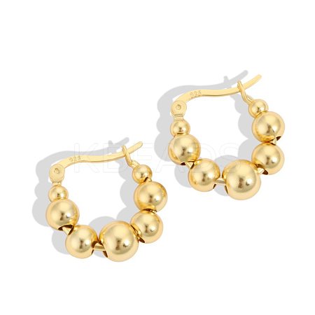 925 Sterling Silver Hoop Earrings for Women EJEW-P231-92G-1
