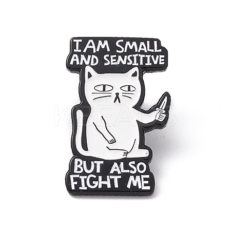 Cat with Word Alloy Brooch for Backpack Clothes LS-JEWB-M024-02B-A-1