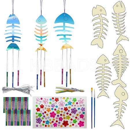 DIY Wood & Aluminium Round Tube Wind Chime Making Kits DIY-WH20038-010-1