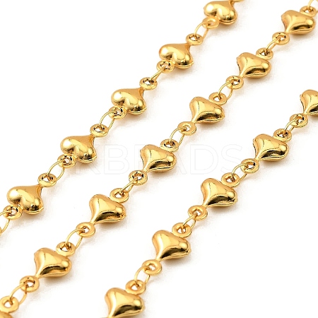 304 Stainless Steel Heart Link Chains CHS-G042-01G-04-1