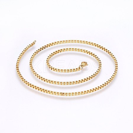 304 Stainless Steel Box Chain Necklaces NJEW-F226-05G-02-1