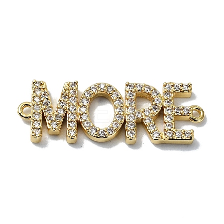 Rack Plating Brass Micro Pave Clear Cubic Zirconia Word MORE Links KK-M282-45G-1