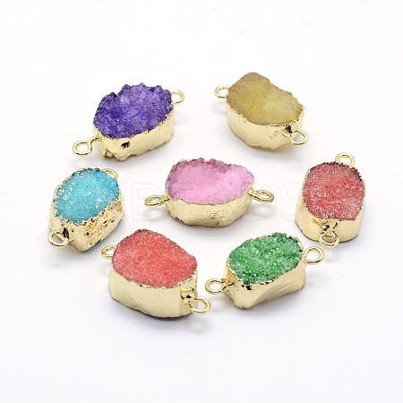 Natural & Electroplated Druzy Agate Links connectors G-A173B-G-1