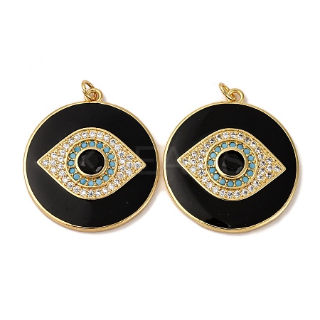 Real 18K Gold Plated Brass Micro Pave Cubic Zirconia Pendants ZIRC-L100-084G-06-1