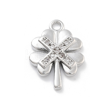 Brass Micro Pave Clear Cubic Zirconia Pendants ZIRC-I067-01A-1