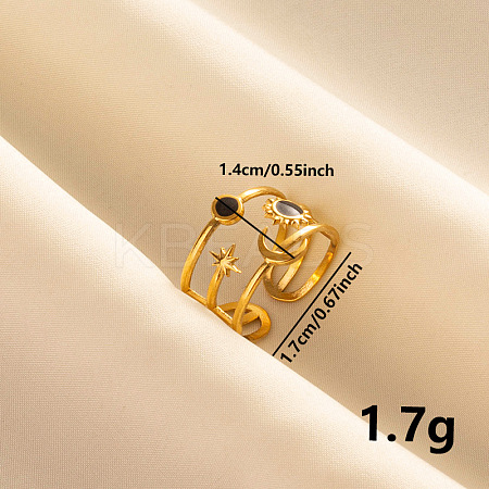 304 Stainless Steel Enamel Cuff Ring HA8093-3-1