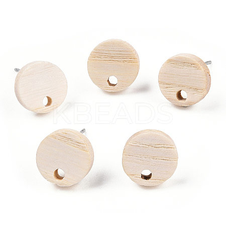 Ash Wood Stud Earring Findings EJEW-TAC0021-09-1