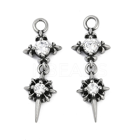 316 Surgical Stainless Steel Micro Pave Cubic Zirconia Pendants X-STAS-G349-03AS-02-1