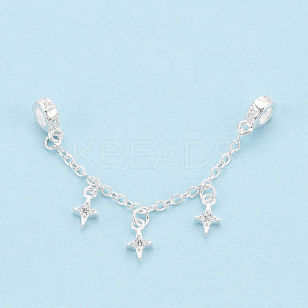 925 Sterling Silver Micro Pave Clear Cubic Zirconia Chain Extenders STER-N016-54S-1