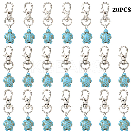 20Pcs Tortoise Synthetic Turquoise Pendant Decorations HJEW-YW00121-02-1