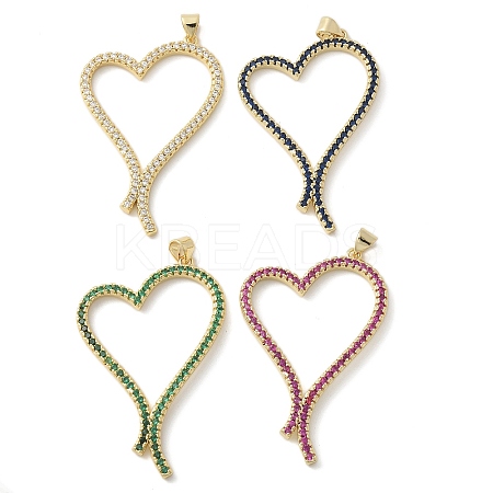 Brass Micro Pave Cubic Zirconia Pendants KK-K298-14G-1
