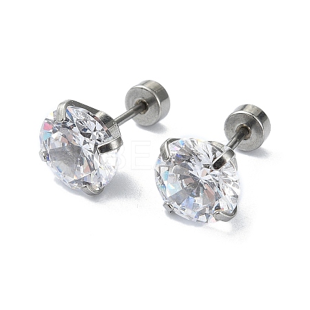 304 Stainless Steel Crystal Rhinestone Ear False Plugs STAS-C089-04E-P-1