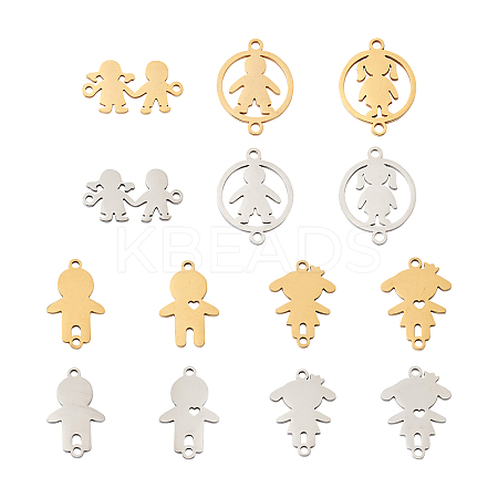 14Pcs 14 Style 201 Stainless Steel Connector Charms STAS-PJ0001-27-1