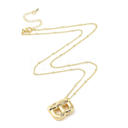 Brass Micro Pave Clear Cubic Zirconia Pendant Necklaces NJEW-Z038-01G-B-1