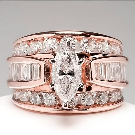Horse Eye Alloy with Crystal Rhinestone Finger Rings FS-WG251C3-12-1