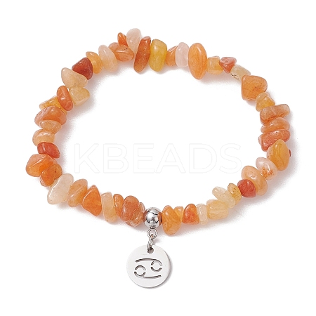 Natural Red Aventurine Chip Beaded Stretch Bracelets BJEW-JB11133-06-1