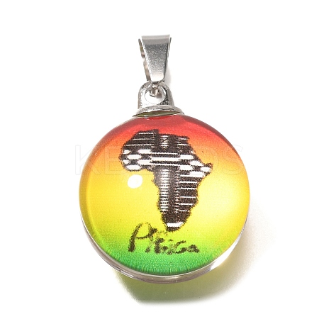 Flat Round 201 Stainless Steel Acrylic Pendants STAS-U036-01P-11-1
