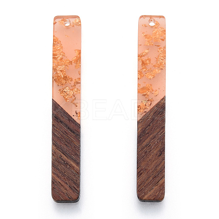 Transparent Resin & Walnut Wood Big Pendants RESI-N025-034-A05-1