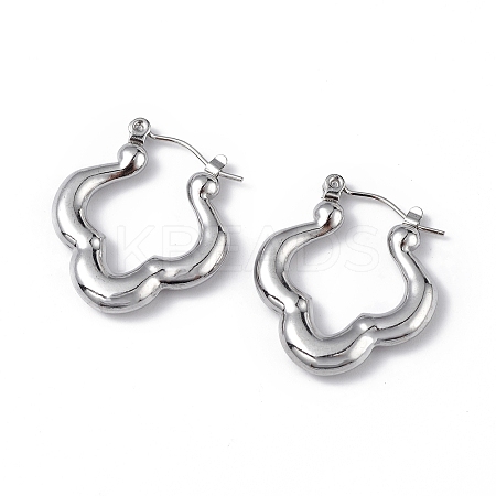 Non-Tarnish 304 Stainless Steel Flower Hoop Earrings for Women LS-EJEW-I284-13P-1
