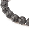 Natural Lava Rock Stretch Bracelet with Alloy Cross BJEW-JB08192-04-5