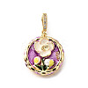 Brass Micro Pave Cubic Zirconia & Enamel Pendants KK-R222-09G-03-1