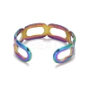 Rainbow Color Ion Plating(IP) 304 Stainless Steel Oval Wrap Open Cuff Ring for Women RJEW-A005-21MC-3