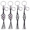 4Pcs  Macrame Fringe Braided Keychain AJEW-SW00014-05-1