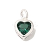 925 Sterling Silver Cubic Zirconia Heart Charms with Jump Rings FIND-U013-10S-01-1