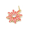 Brass Pave Cubic Zirconia with Enamel Pendants KK-U062-38G-01-2