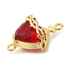 Brass FireBrick Cubic Zirconia Sacred Heart of Jesus Connector Charms X-KK-R002-27G-02-2