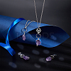 4Pcs 4 Style Pet Theme Natural Amethyst Keychain PALLOY-PH01419-2